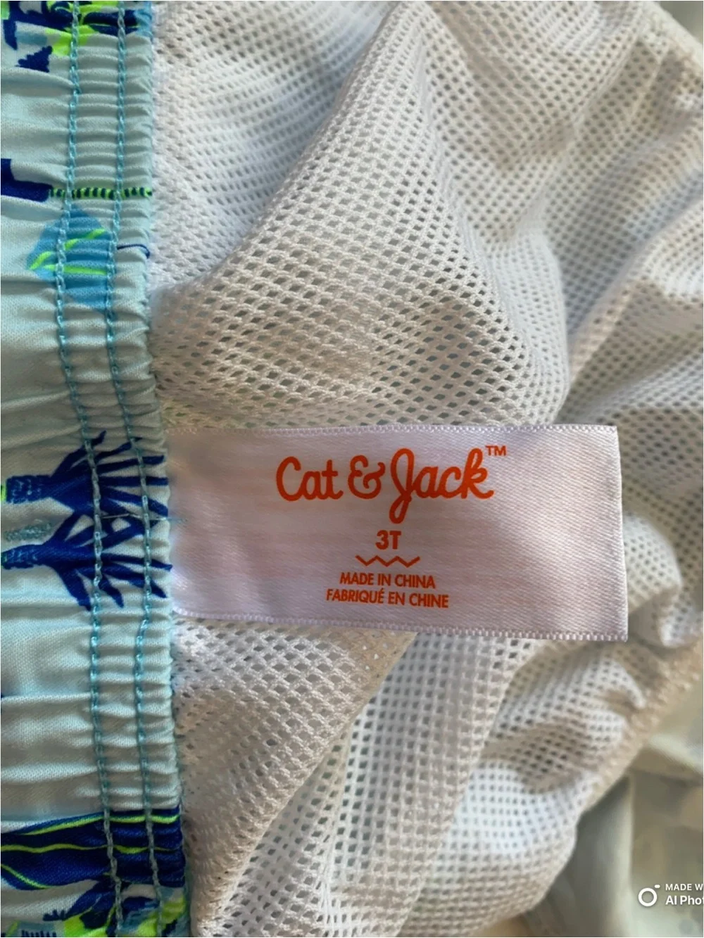 Cat & Jack Toddler Boys Blue Tropical Print Swim Trunks Swimsuit Size 3T NWOT
